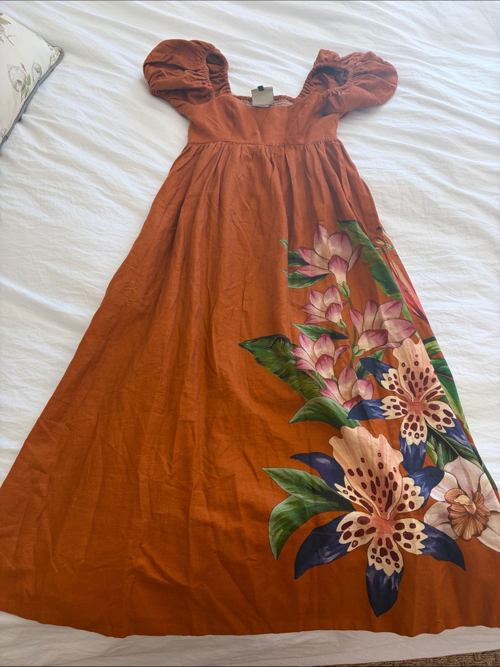 FARM Rio Puff Sleeve Midi Dress